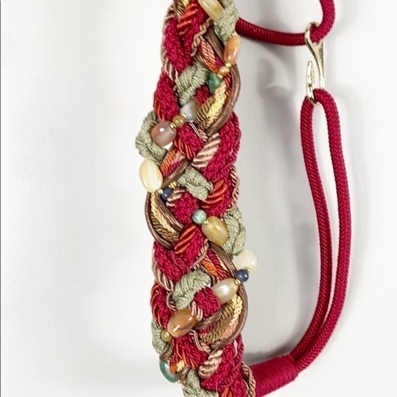 VINTAGE braided polished gem stones belt S/M - Picture 6 of 7